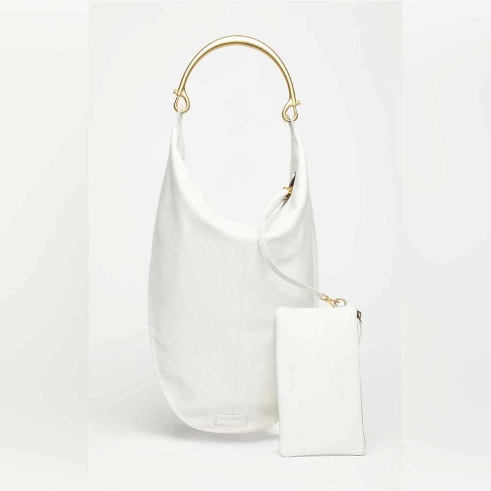 Walter Baker White Leather Hobo with Gold Top Handle